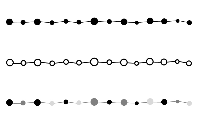 白黒 モノトーンの丸と手書き線の罫線イラスト 無料の線 ライン