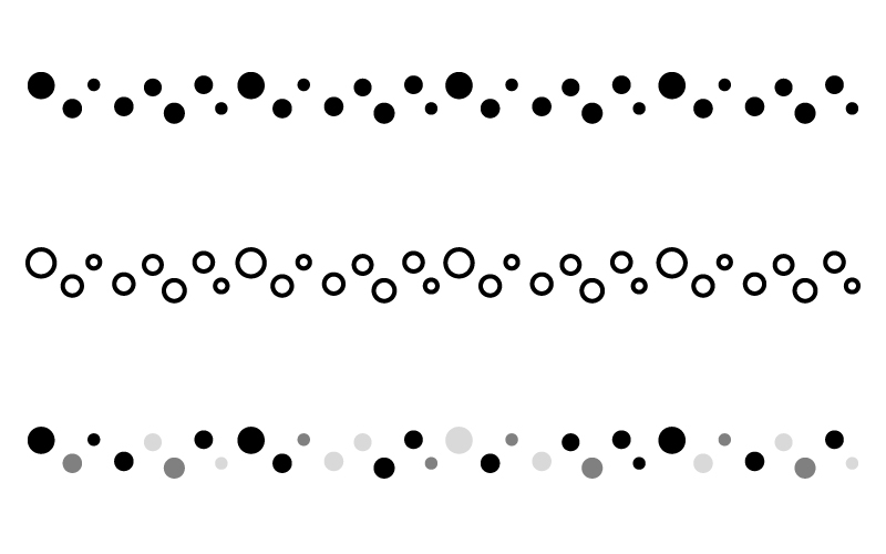 白黒 モノトーンの水玉の罫線イラスト 無料の線 ライン素材 飾り