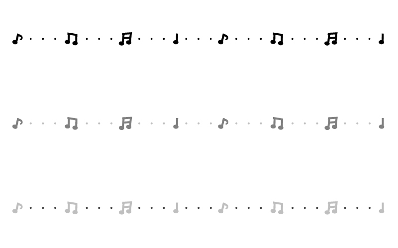 モノトーンの音符の罫線イラスト02 無料の線 ライン素材 飾り罫線