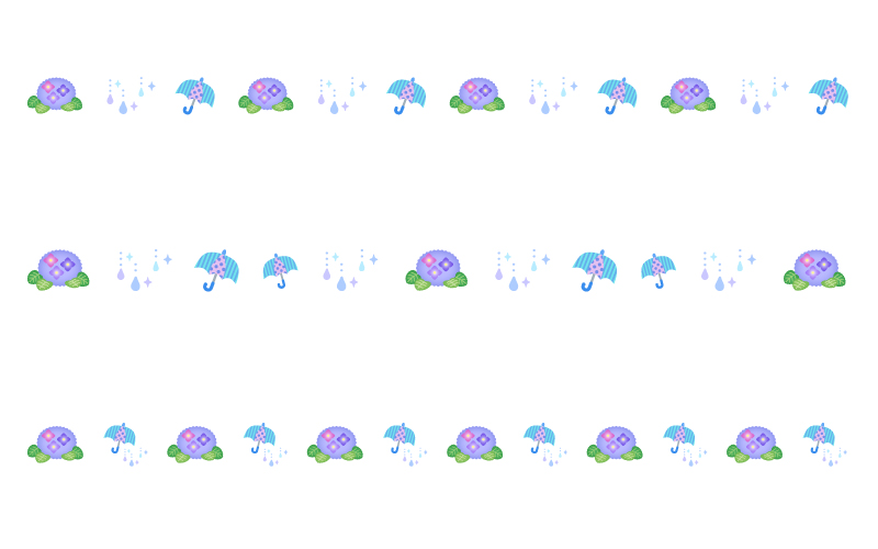 雨と紫陽花の梅雨の罫線イラスト | 無料の線・ライン素材 飾り罫線イラスト.com